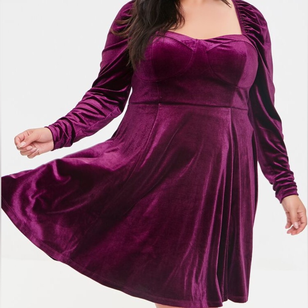 F21 Plus Size Sweetheart Velvet Mini Dress NWOT!